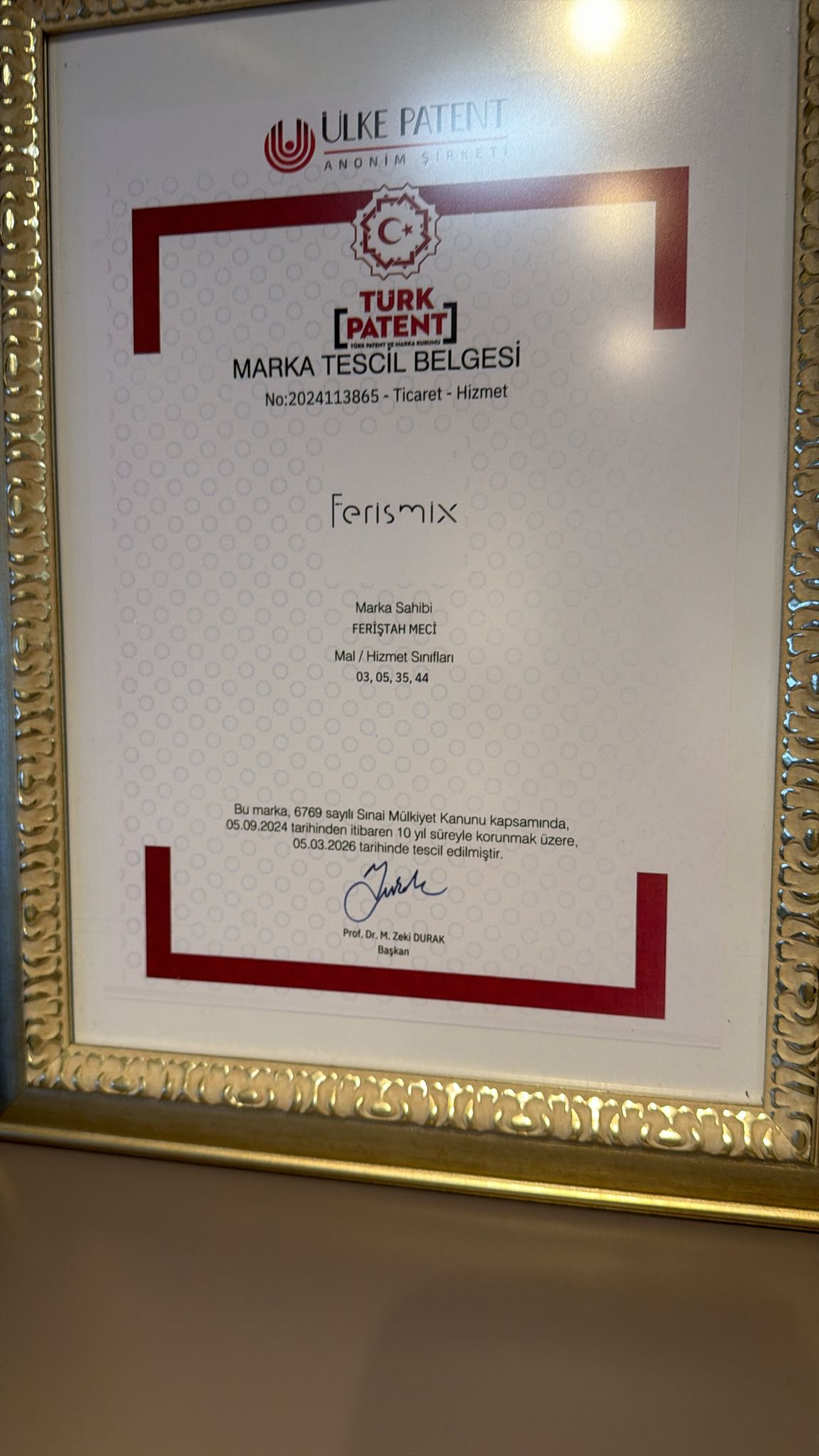 Ferismix Patent Belgesi